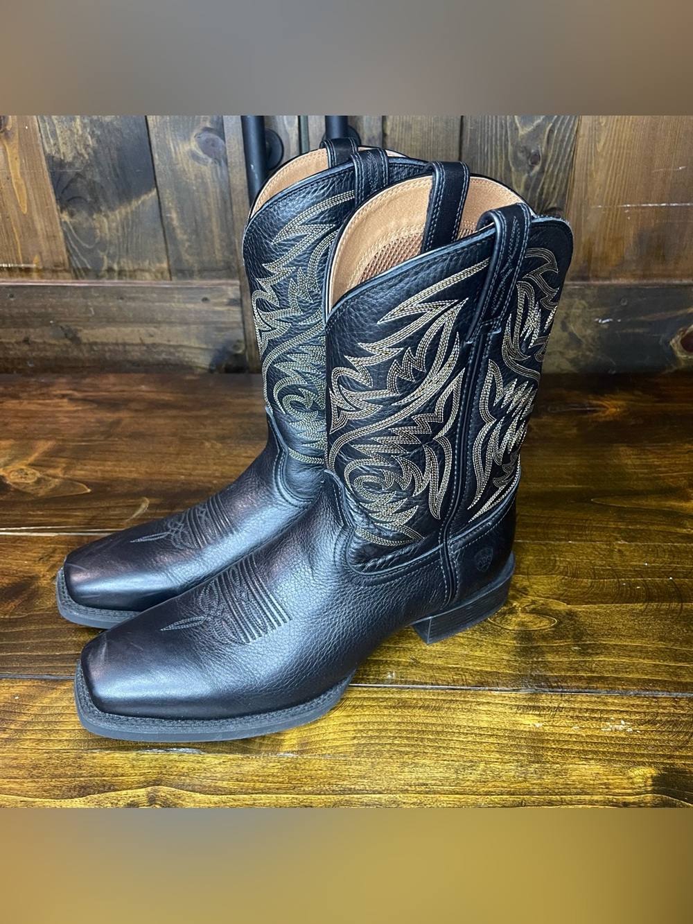 Ariat Sport Herdsman Western Boots Mens 12EE Wide Black Leather Square Toe